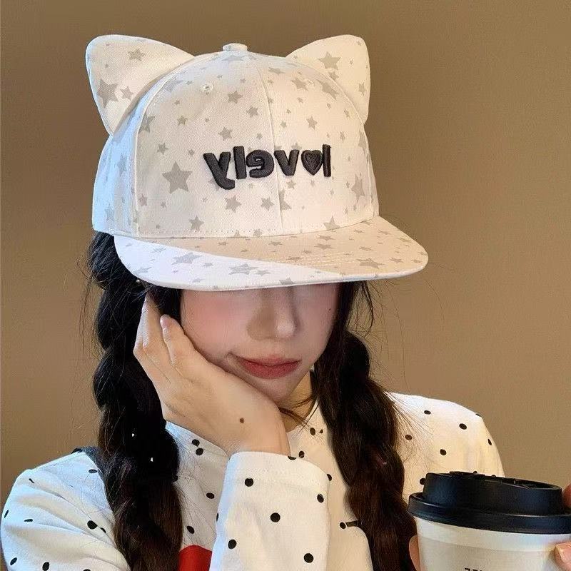Y2K 猫耳 スター柄 キャップ