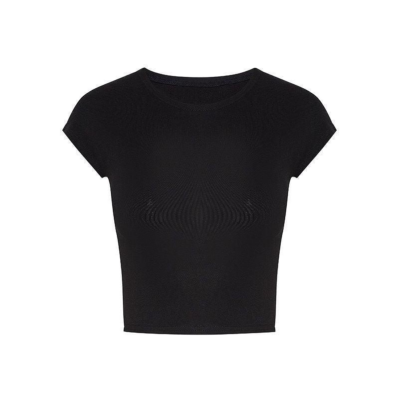 Y2K ベーシック ショート丈 クルーネックTシャツ