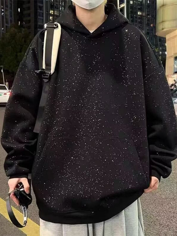 Y2K グリッター 星空 プルオーバーパーカー ブラック