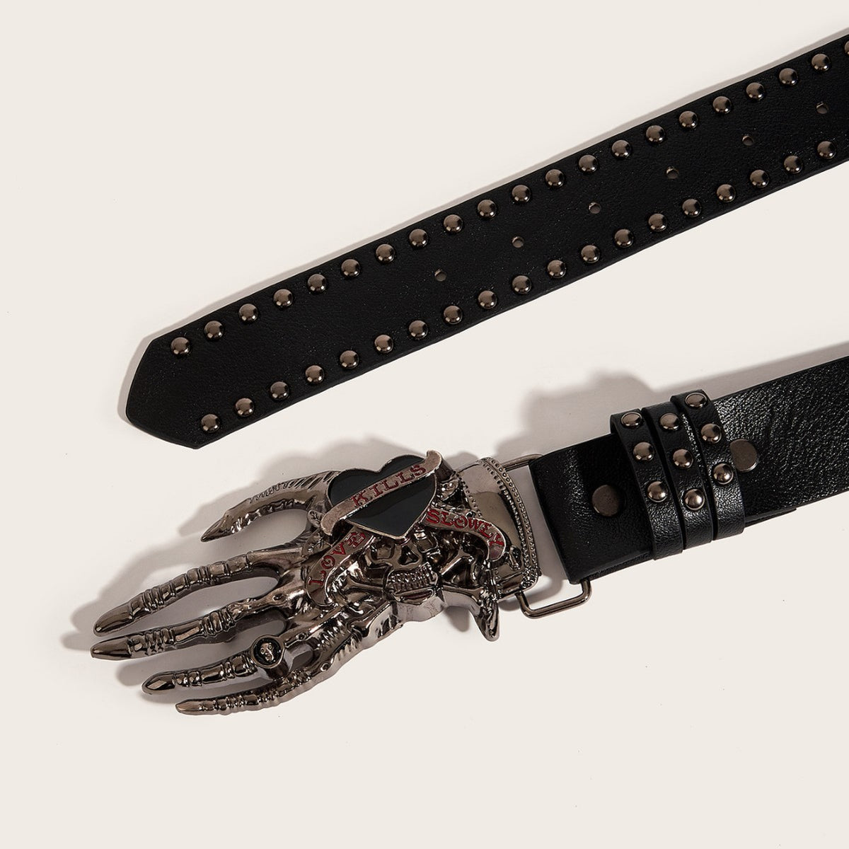 Y2K スカル ハンドバックル スタッズベルト
