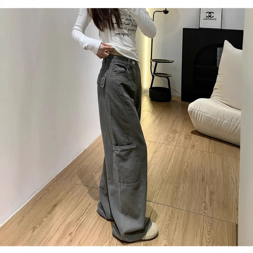 Y2K グレーデニム ワイド カーゴパンツ