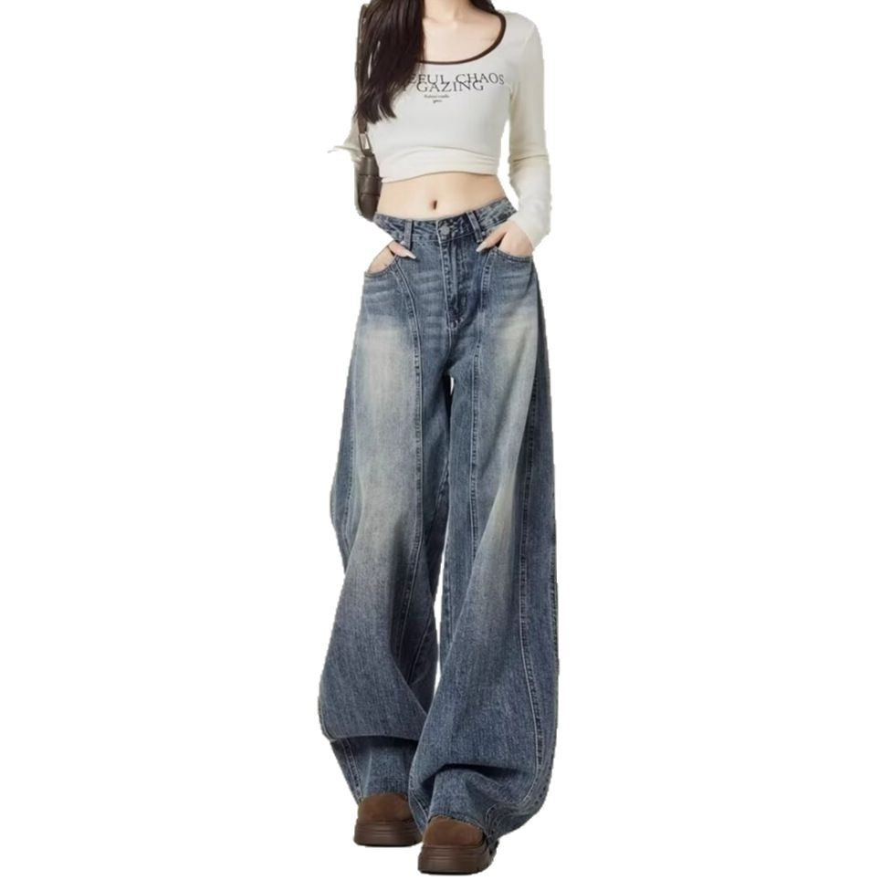 Y2K ハイウエスト ワイド デニムパンツ