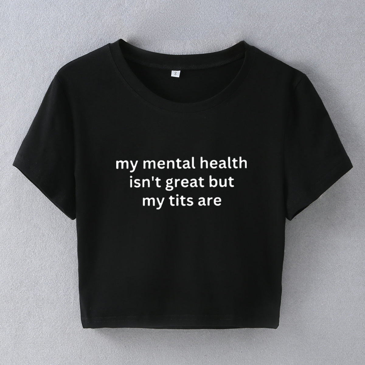 Y2K メッセージ クロップドTシャツ リンガー
