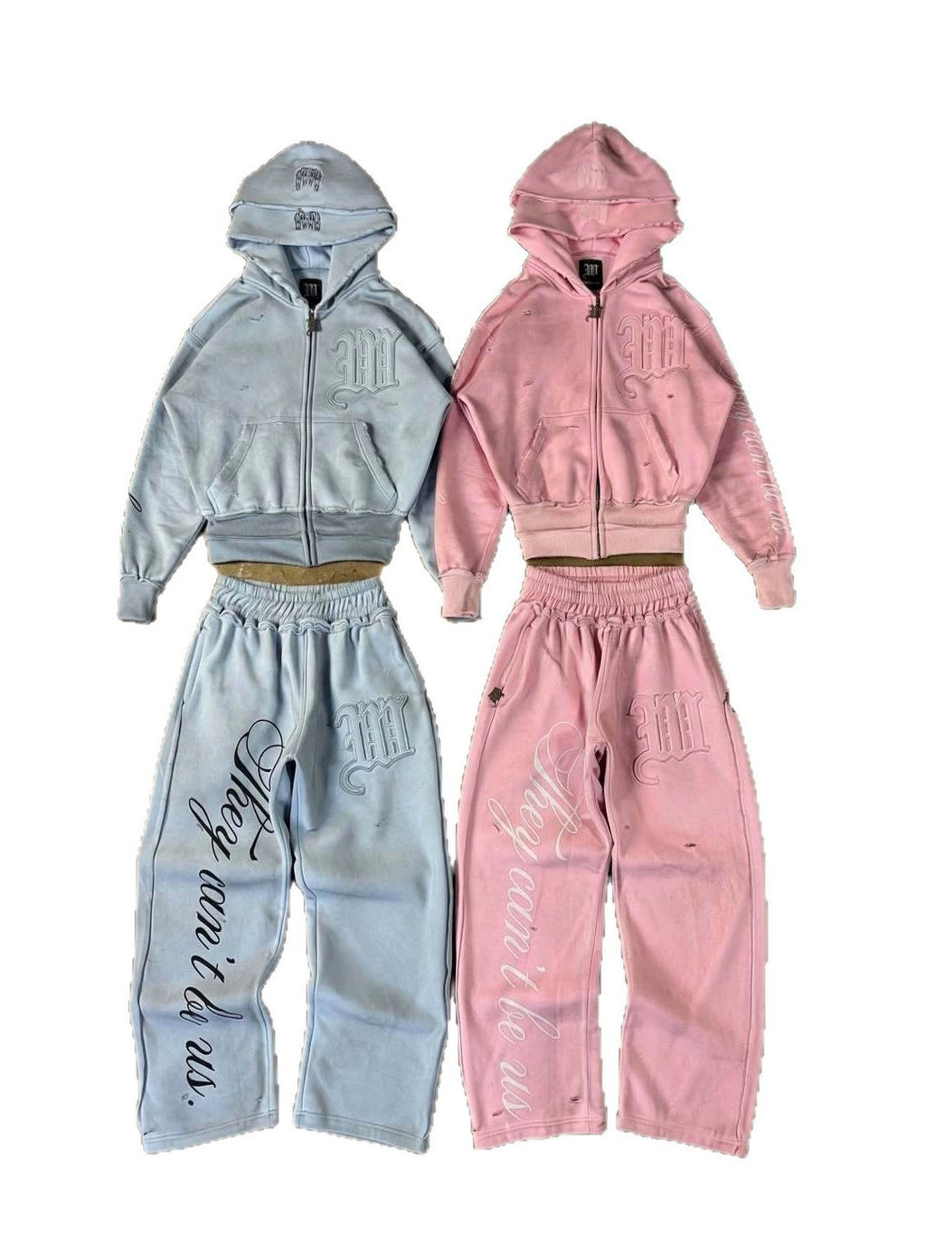Y2K レタリング ジップパーカー&ワイドスウェットパンツ