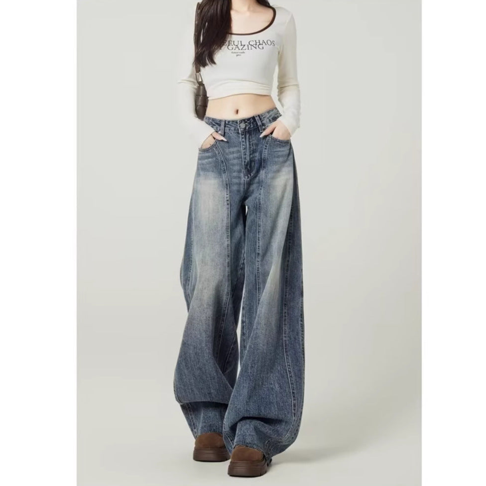 Y2K ハイウエスト ワイド デニムパンツ