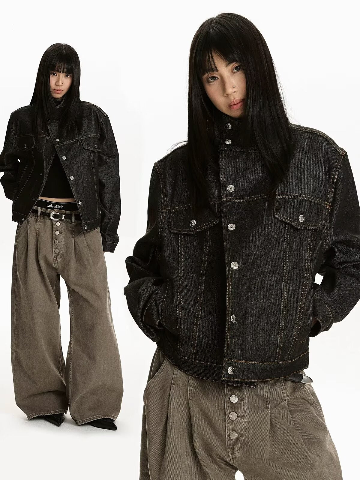 Y2K オーバーサイズ ブラックデニム ジャケット