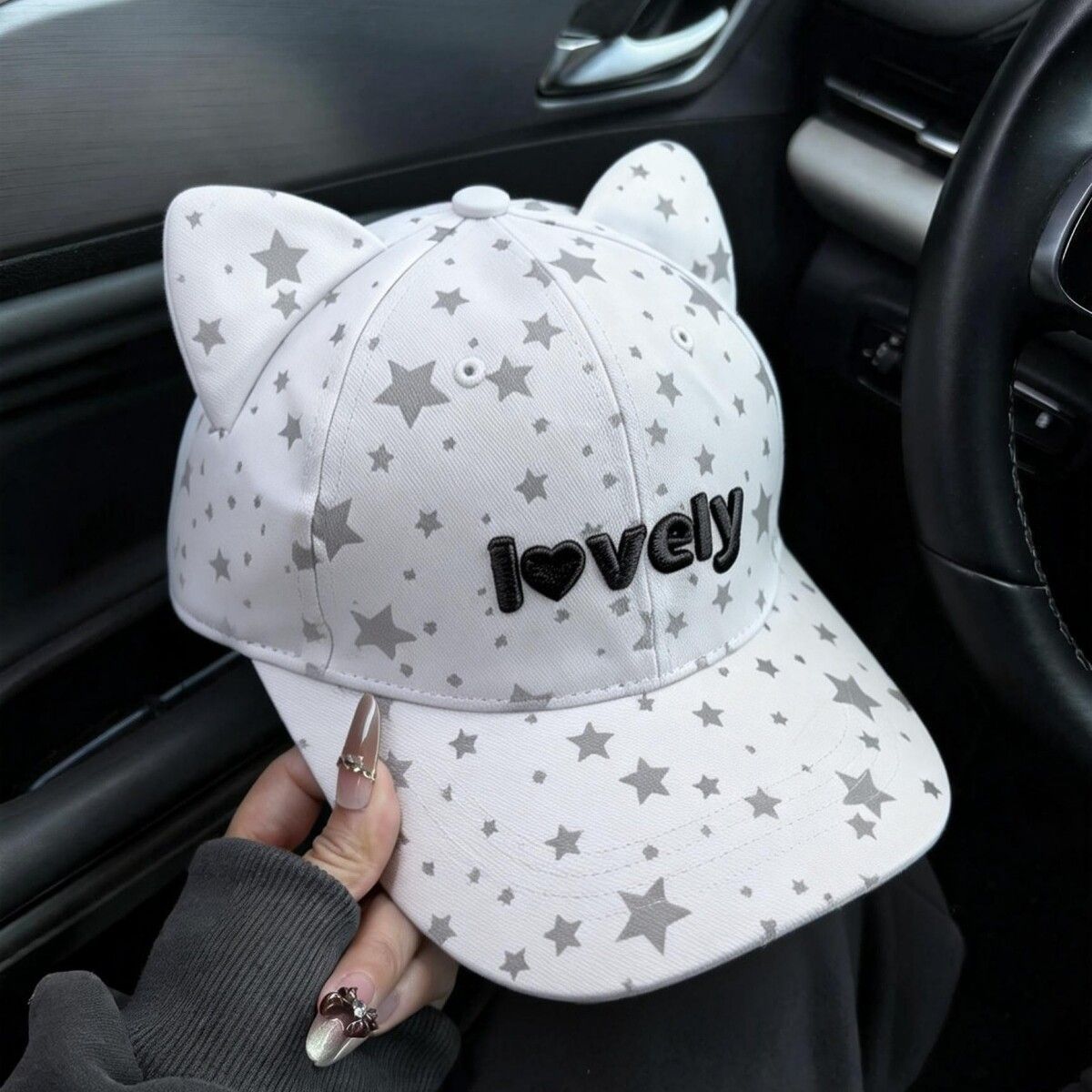 Y2K 猫耳 スター柄 キャップ