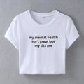 Y2K メッセージ クロップドTシャツ リンガー