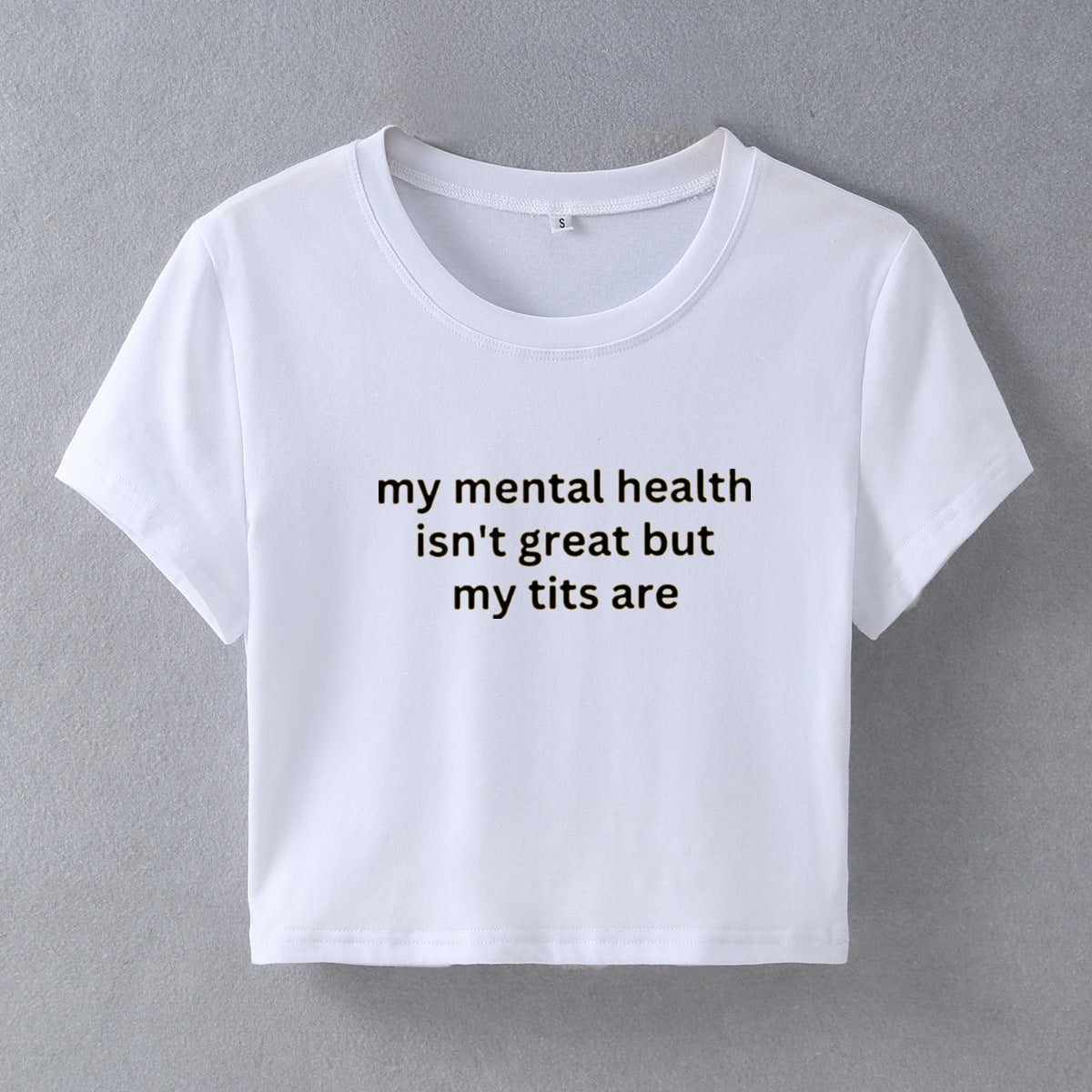 Y2K メッセージ クロップドTシャツ リンガー