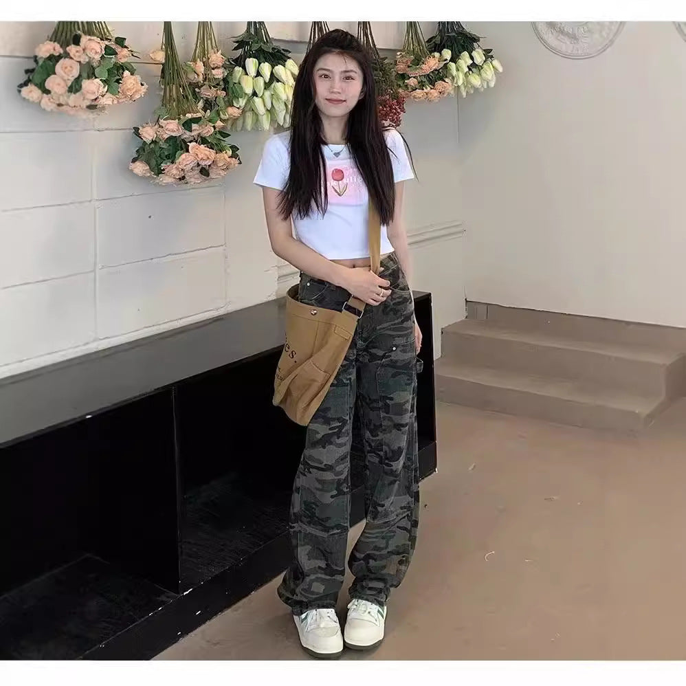 Y2K Camo Wide Leg Cargo Pants - image 3