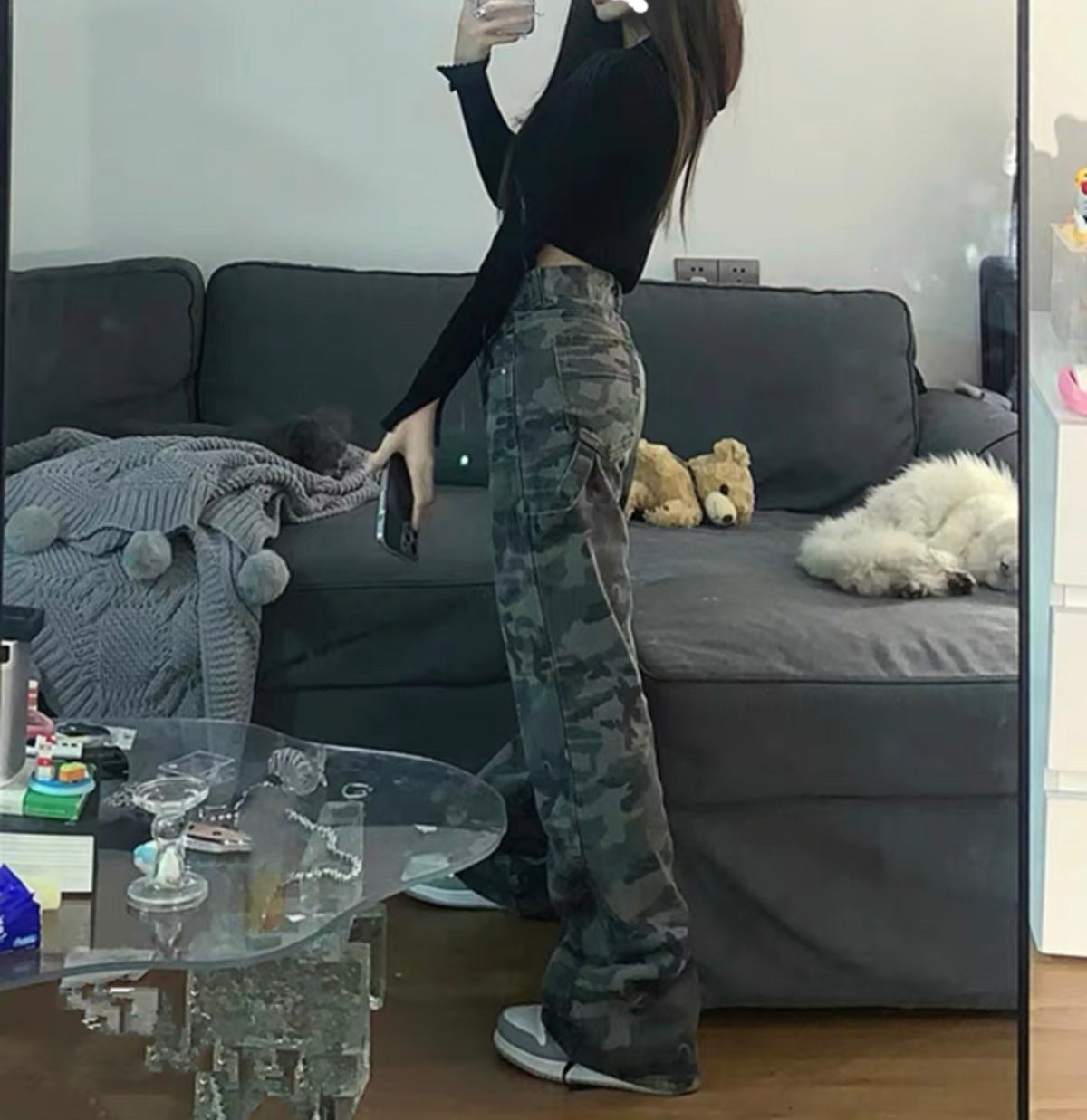 Y2K Camo Wide Leg Cargo Pants