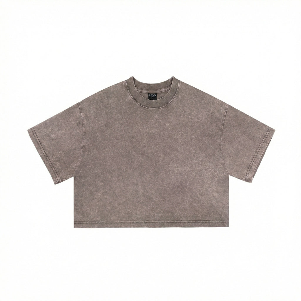 Y2K ウォッシュ加工 クロップドTシャツ 半袖