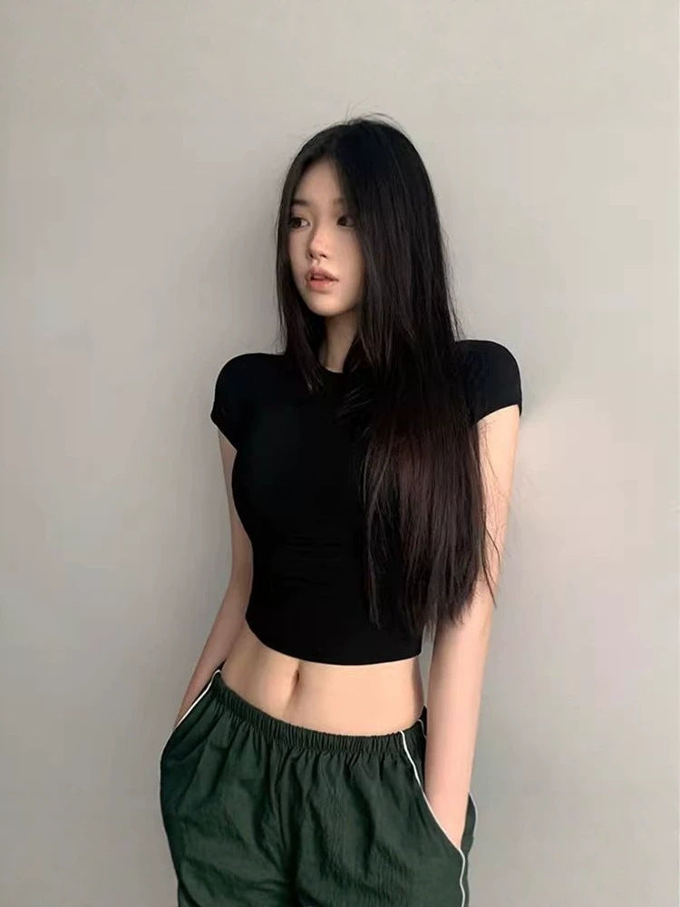 Y2K ベーシック ショート丈 クルーネックTシャツ