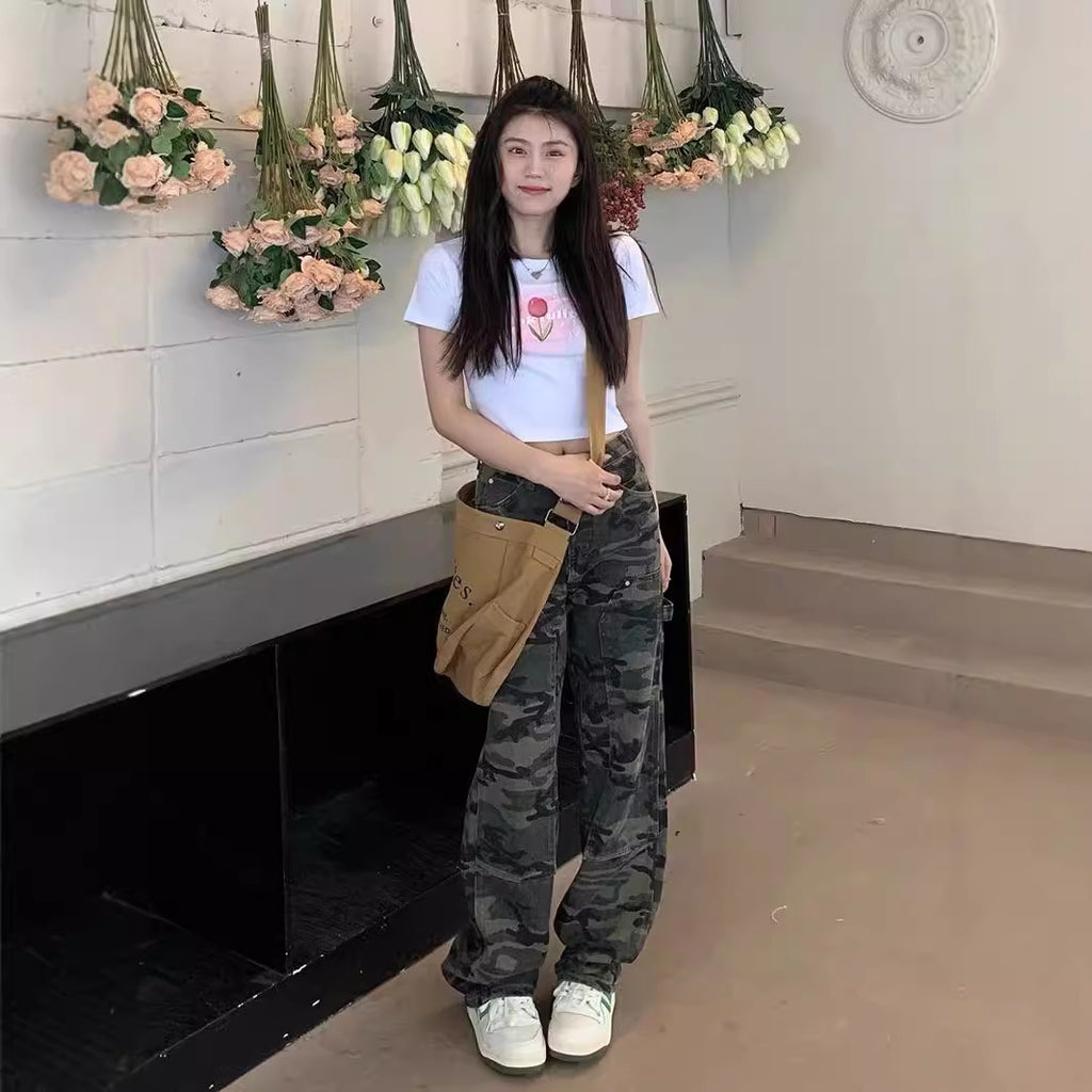 Y2K Camo Wide Leg Cargo Pants
