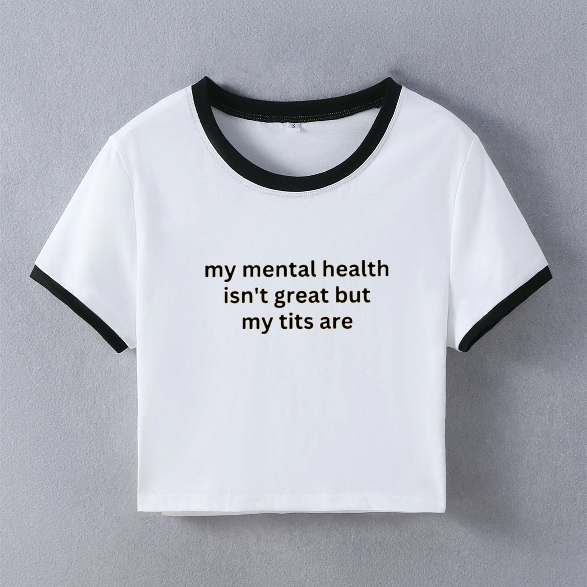 Y2K メッセージ クロップドTシャツ リンガー
