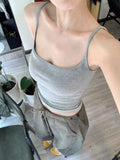Y2K Basic Thin Strap Cropped Camisole - Heather Gray